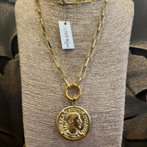 Collar monedas cadena larga