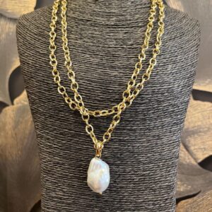 Collar perla cadena larga