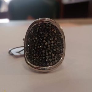 Anillo cristal rock Swarovski gris oscuro platinum