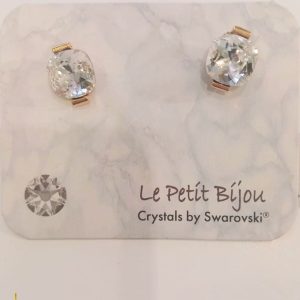 Pendientes dorados cristal Swarovski plateado