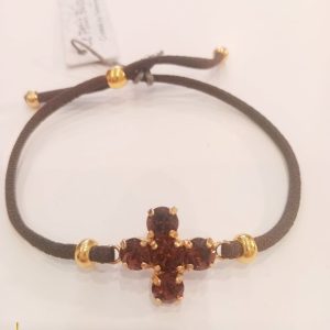 Pulsera cruz  marrón oscuro